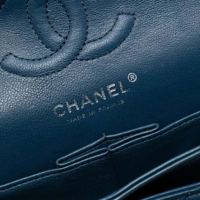 Chanel Small Classic Lambskin Double Flap Blue Leather Good condition - Box View