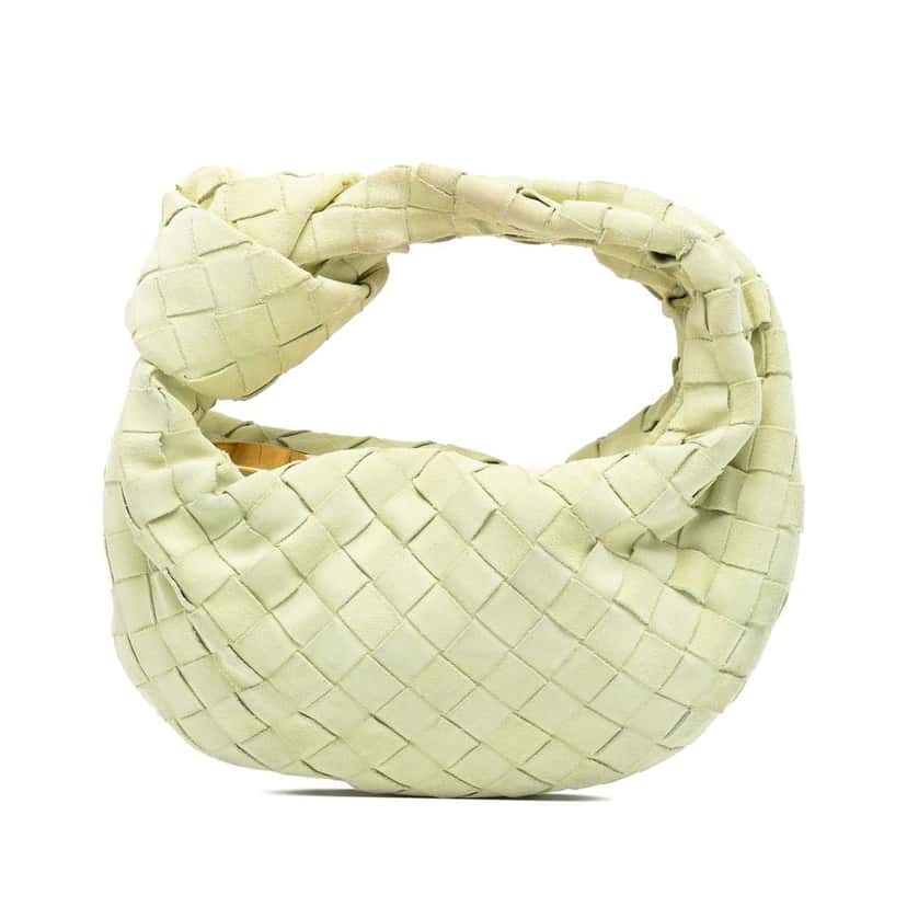 Bottega Veneta Mini Suede Intrecciato Jodie Yellow Leather Very good condition - Front View