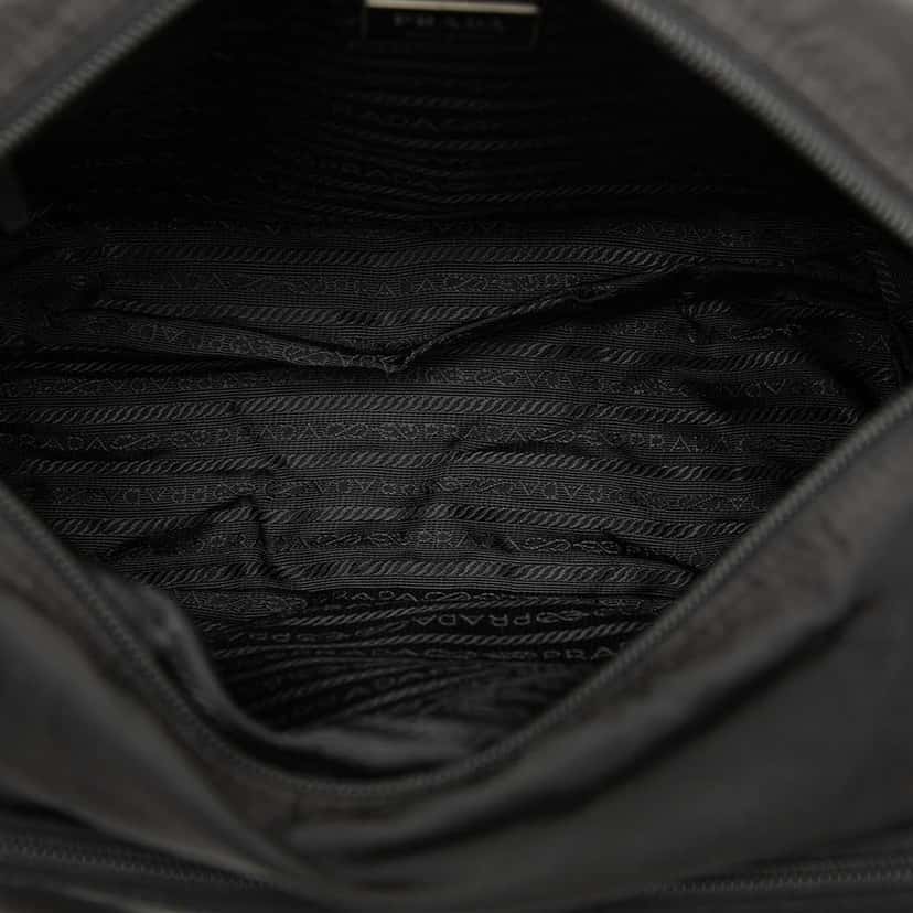 Prada Tessuto Zip Double Buckle Messenger Bag Black Good condition - Model View