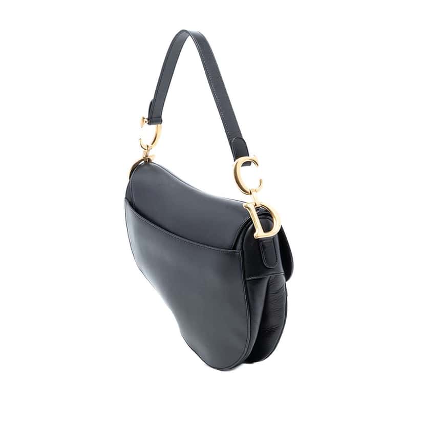 Dior Smooth Calfskin Saddle Bag Black Leather Good condition - Back View