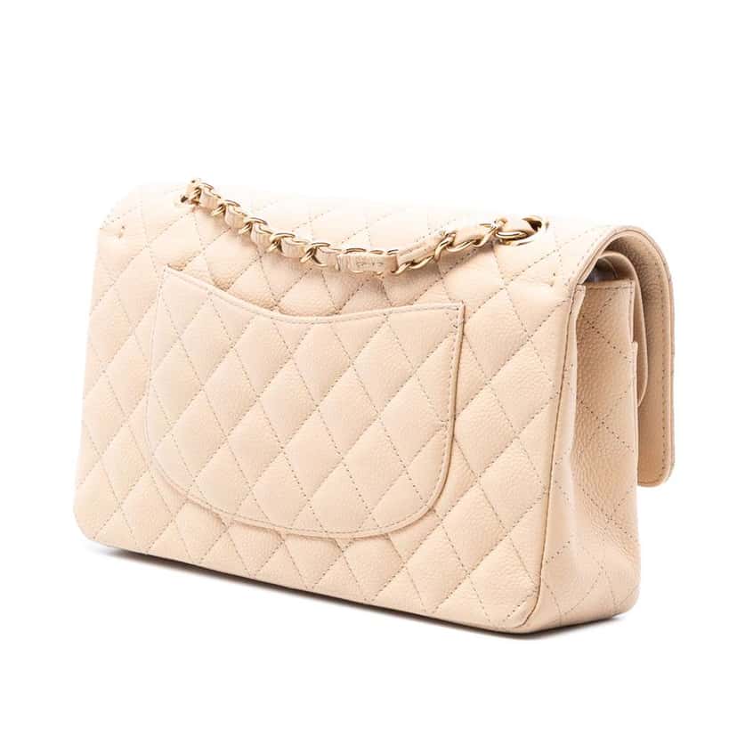 Chanel Medium Classic Caviar Double Flap Brown Leather Good condition - Back View