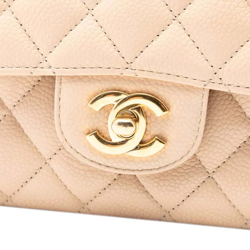 Chanel Medium Classic Caviar Double Flap Brown Leather Good condition - Box View