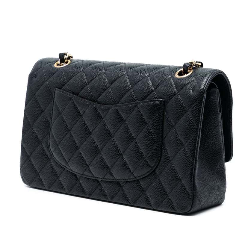 Chanel Medium Classic Caviar Double Flap Black Leather Good condition - Back View