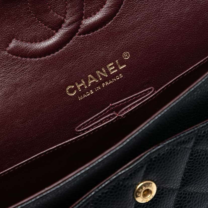 Chanel Medium Classic Caviar Double Flap Black Leather Good condition - Box View