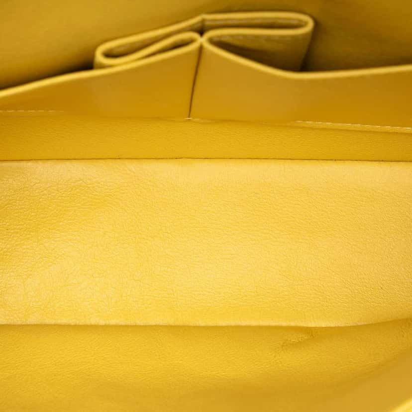 Chanel Medium Classic Lambskin Double Flap Yellow Leather Good condition - Model View