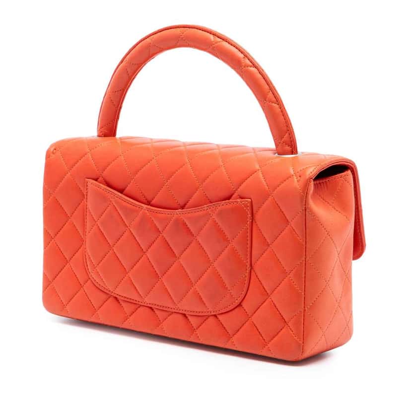 Chanel Lambskin Parent Kelly Flap Orange Leather Good condition - Back View