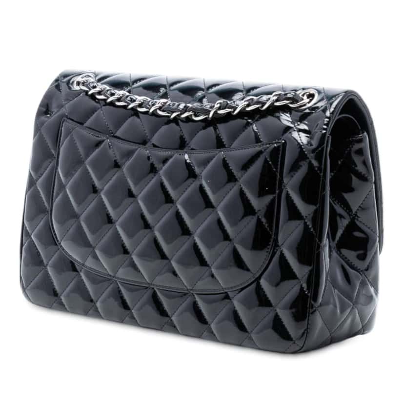 Chanel Jumbo Classic Patent Double Flap Black Leather Good condition - Back View