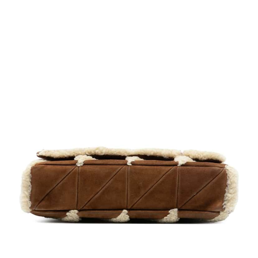 Saint Laurent Medium Suede and Shearling Patchwork Jamie Shoulder Bag Brown Leather Very good condition - Inside View