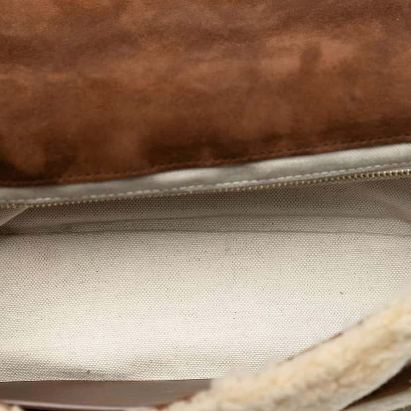 Saint Laurent Medium Suede and Shearling Patchwork Jamie Shoulder Bag Brown Leather Very good condition - Model View
