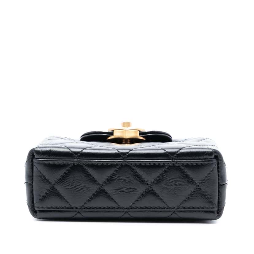 Chanel Mini Nano Aged Calfskin Kelly Shopper Bag Black Leather Very good condition - Inside View