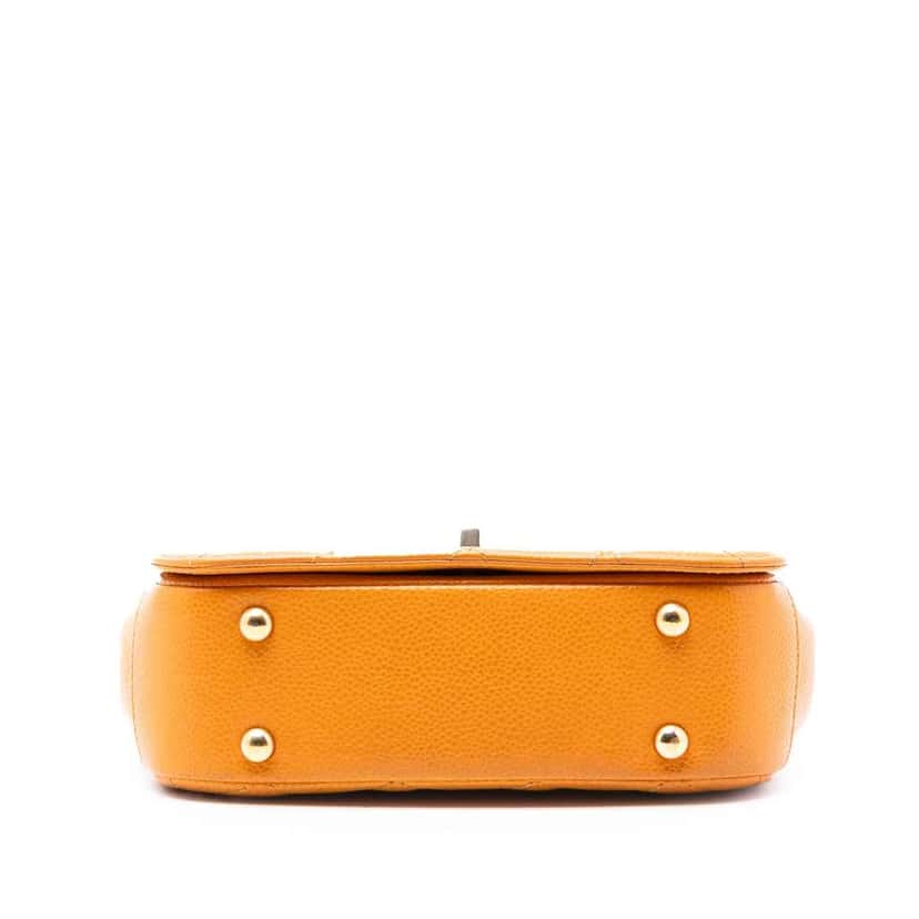 Chanel Mini Quilted Caviar Carry Around Flap Orange Leather Very good condition - Inside View