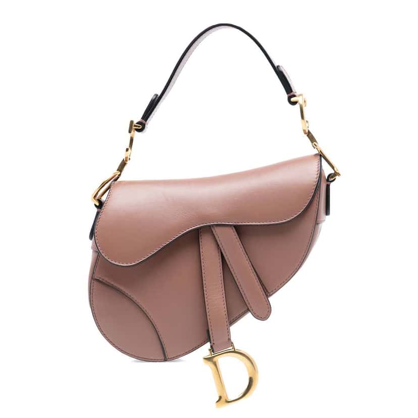 Dior Mini Smooth Calfskin Saddle Bag Brown Leather Very good condition - Front View
