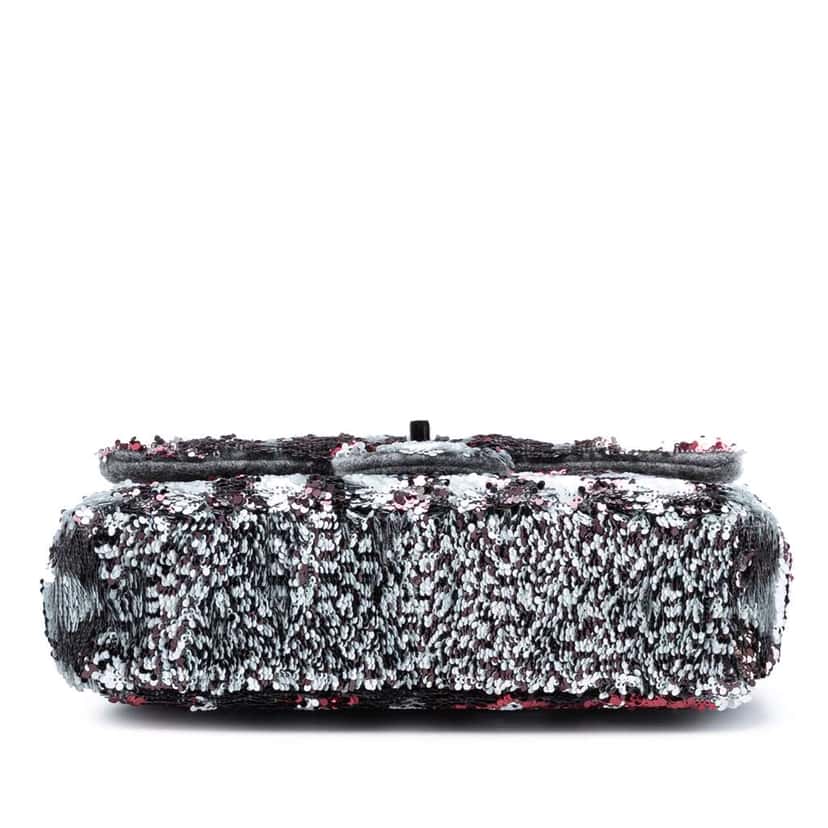 Chanel Mini Rectangular Sequin Single Flap Silver Satin Good condition - Inside View