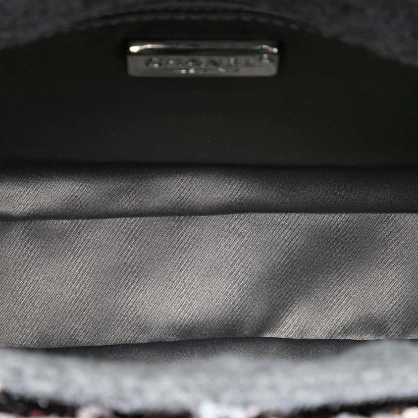 Chanel Mini Rectangular Sequin Single Flap Silver Satin Good condition - Model View