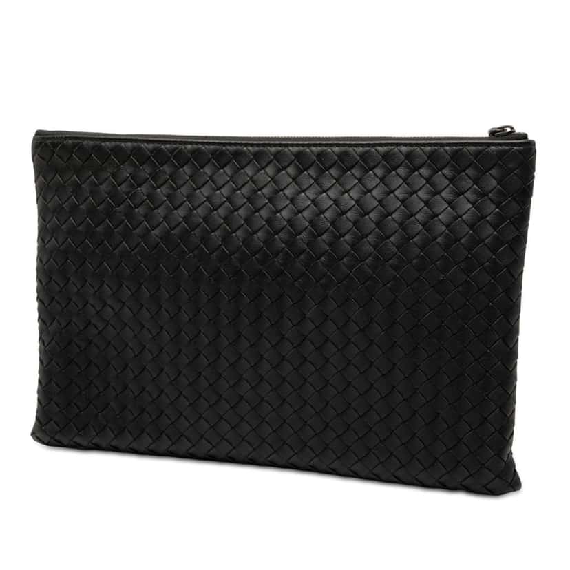 Bottega Veneta Nappa Intrecciato Clutch Black Leather Good condition - Back View