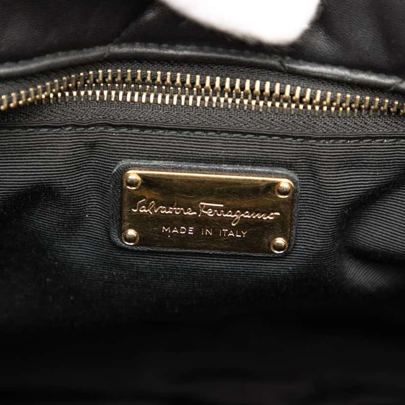Salvatore Ferragamo Large Quilted Nappa Vara Tote Black Leather Very good condition - Box View