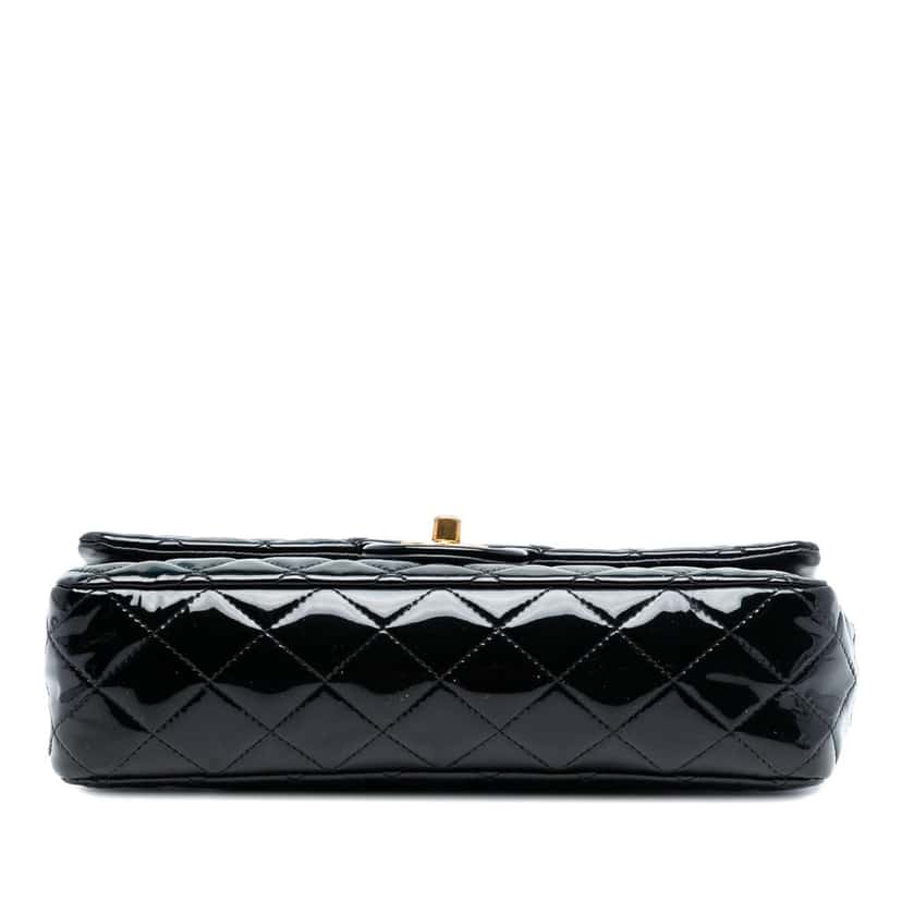 Chanel Medium Classic Patent Double Flap Black Leather Good condition - Inside View
