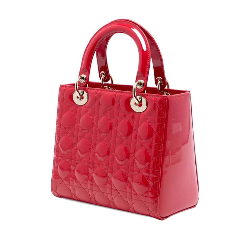 Dior Medium Patent Cannage Lady Dior Red Leather Good condition - Back View