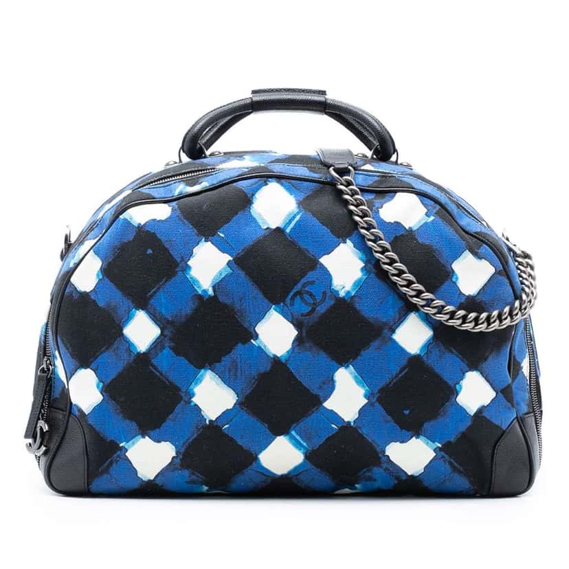 Chanel Printed Canvas and Caviar Airlines Round Trip Travel Bag Black Canvas Very good condition - Front View
