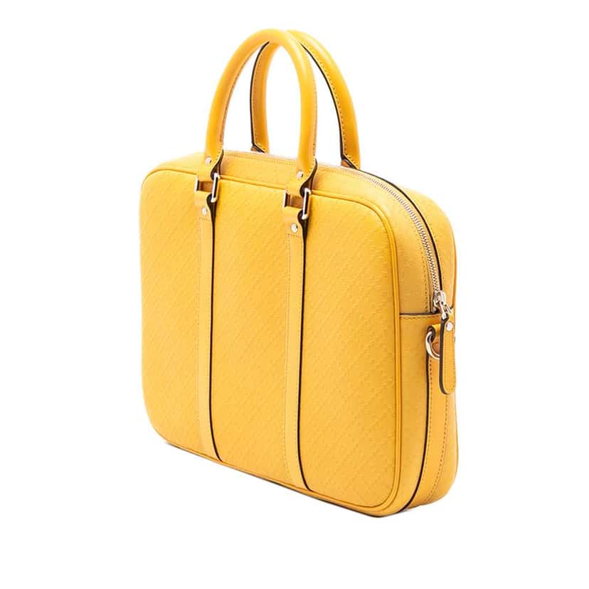 Gucci Medium Leather Diamante Bright Business Bag Yellow Leather Very good condition - Back View