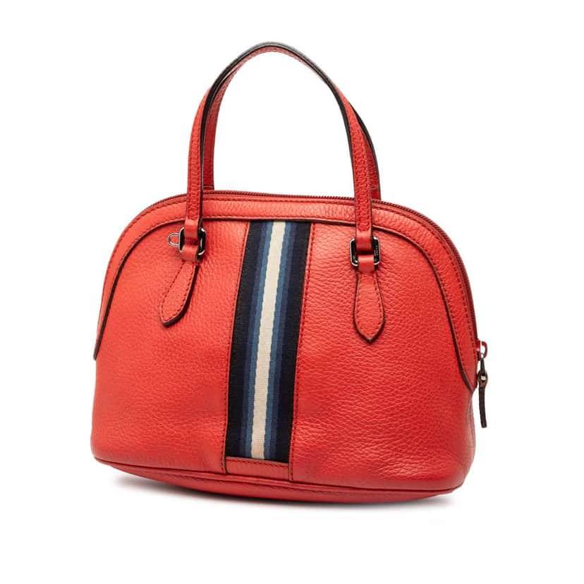 Gucci Mini Calfskin Web Dome Satchel Red Leather Very good condition - Back View