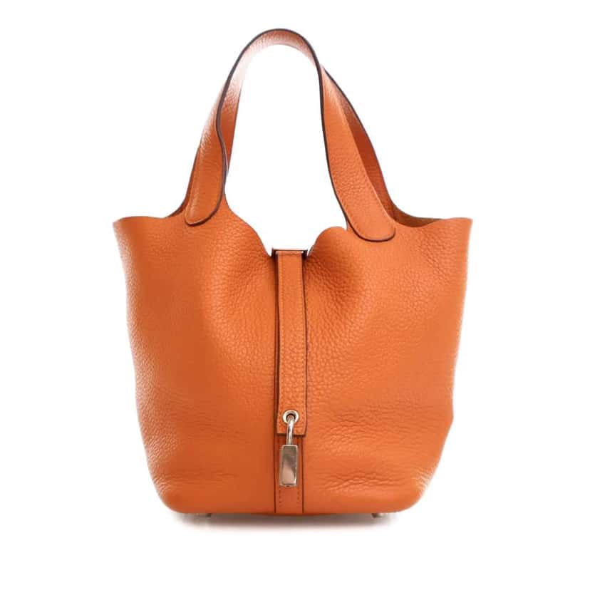 Hermès Clemence Picotin Lock 18 Orange Leather Good condition - Front View