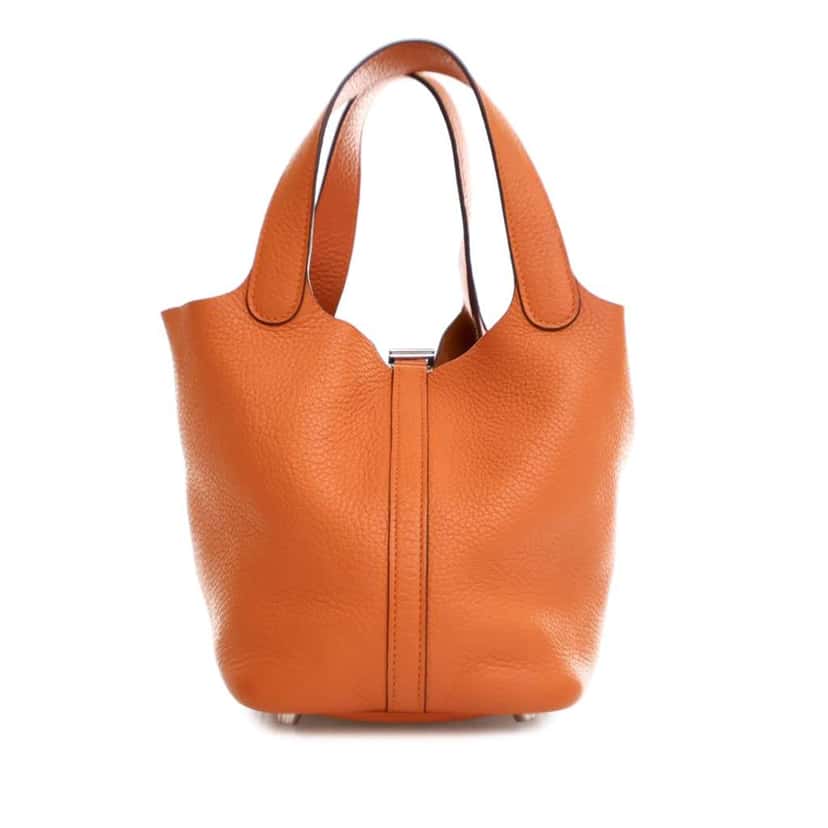 Hermès Clemence Picotin Lock 18 Orange Leather Good condition - Back View