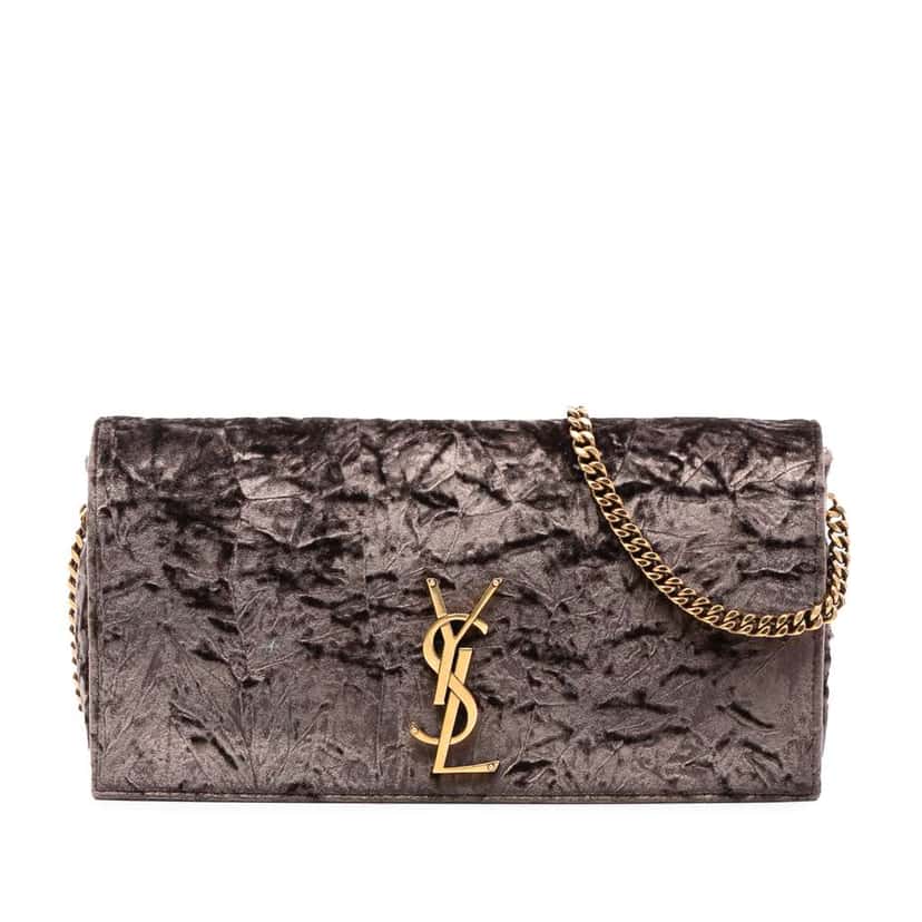 Saint Laurent Crushed Velvet Monogram Kate 99 Tassel Bag Brown Velvet Good condition - Front View