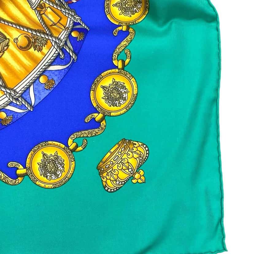 Hermès Les Tambours Silk Scarf Blue Silk Good condition - Model View