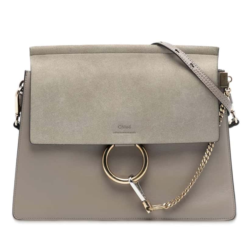 Chloé Medium Calfskin and Suede Faye Crossbody Brown Leather Good condition - Front View