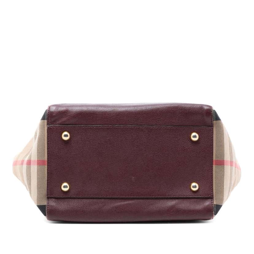 Burberry Small Leather and House Check Canvas Canterbury Tote Red Leather Very good condition - Inside View