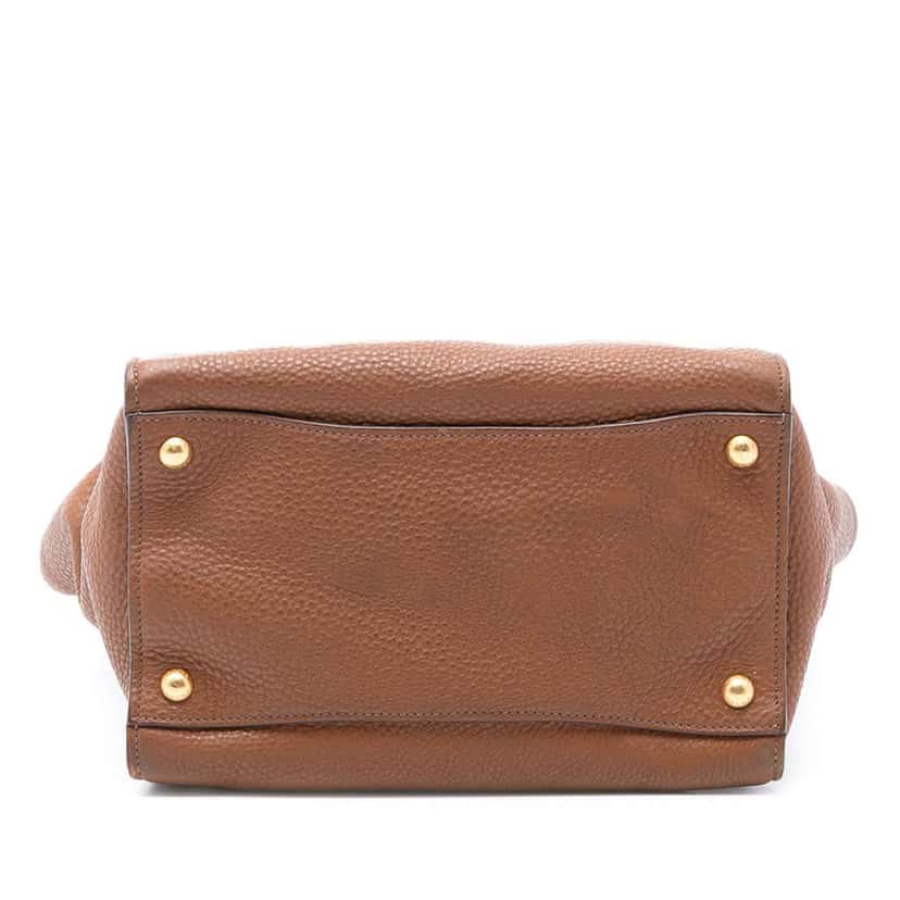 Prada Vitello Daino Sound Lock Satchel Brown Leather Very good condition - Inside View