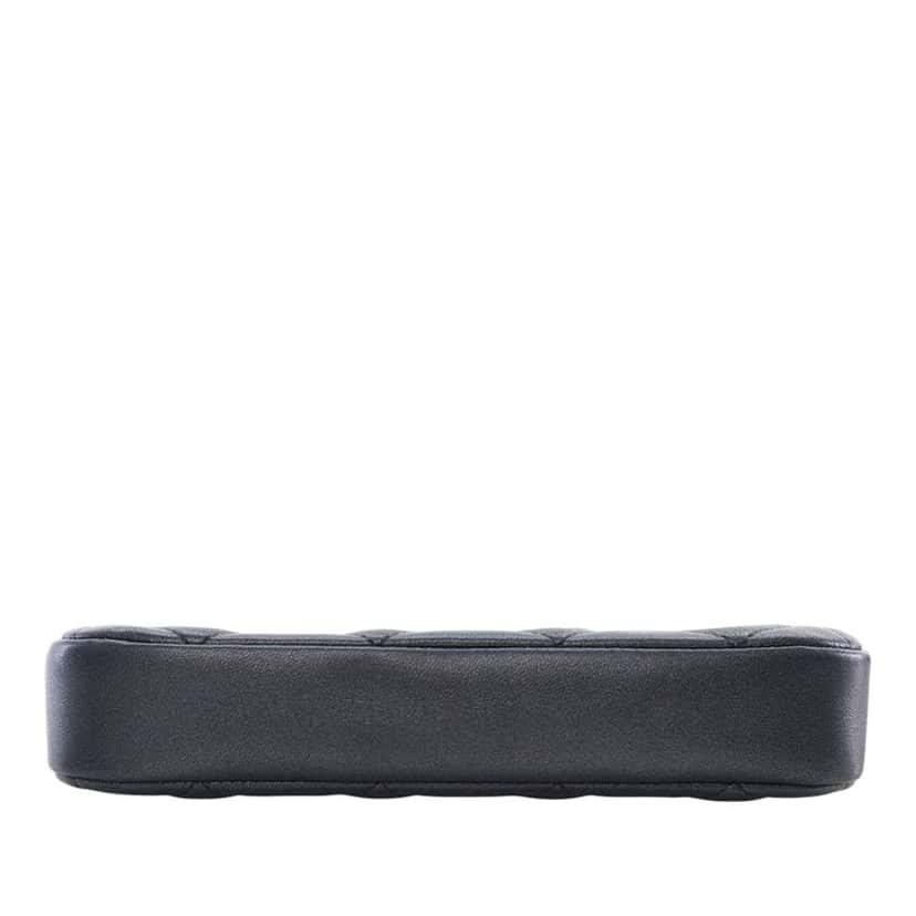 Chanel Small Quilted Lambskin Logo Chain Crossbody Black Leather Good condition - Box View