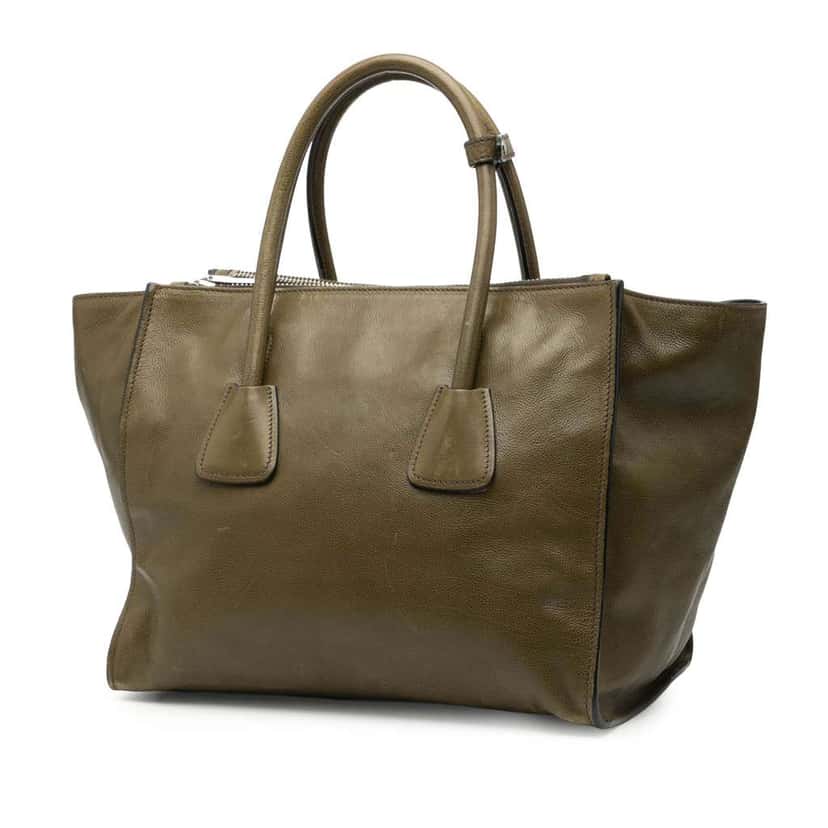 Prada Glace Calf Twin Pocket Double Handle Satchel Brown Leather Good condition - Back View
