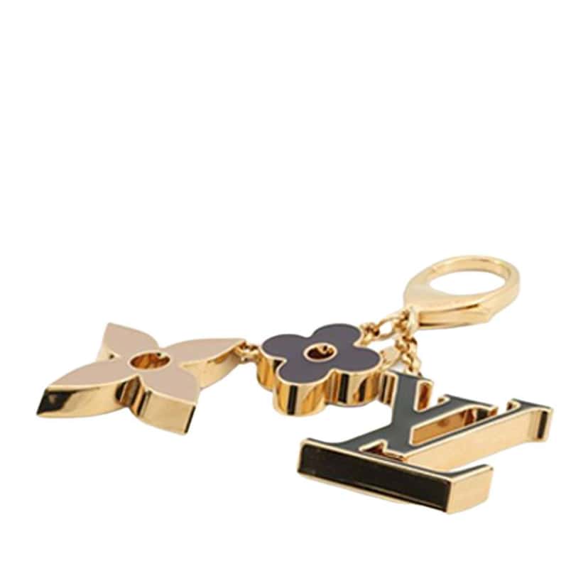 Louis Vuitton Gold Plated Fleur de Monogram Bag Charm Gold Metal Good condition - Back View
