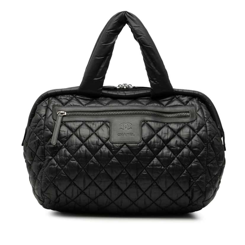 Chanel Quilted Nylon Coco Cocoon Bowling Bag Black Very good condition - Front View