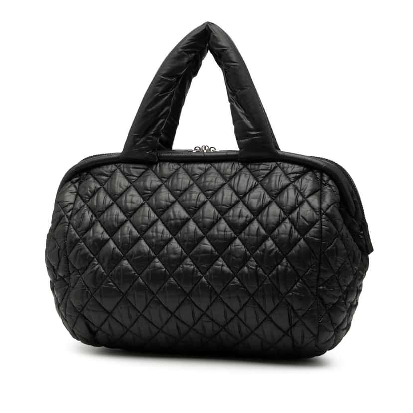 Chanel Quilted Nylon Coco Cocoon Bowling Bag Black Very good condition - Back View