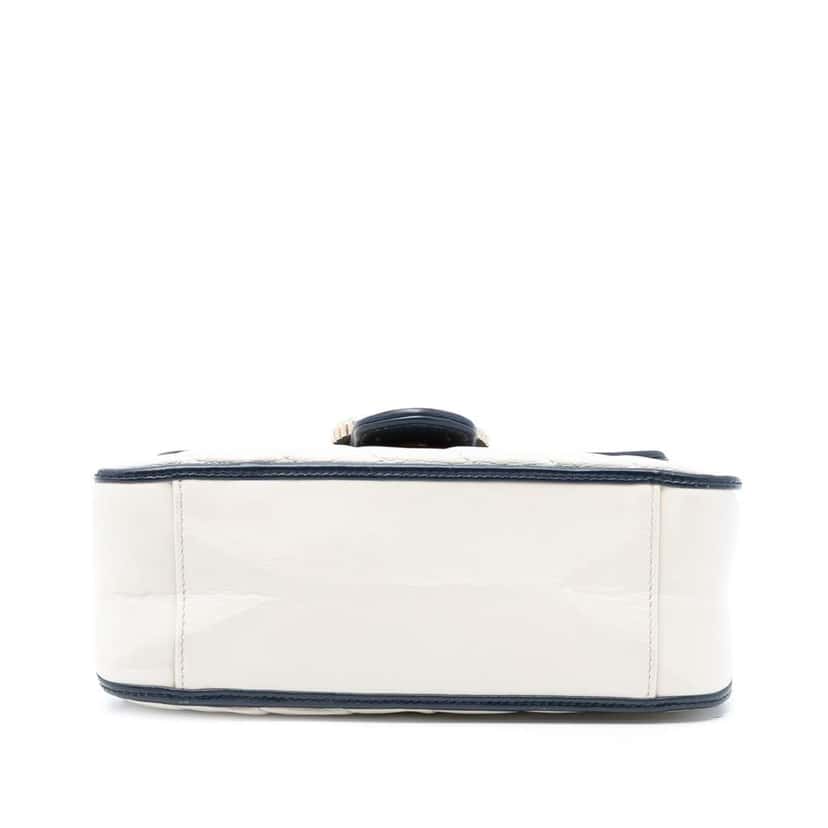 Gucci Mini GG Marmont Matelasse Diagonal Leather Torchon Top Handle Bag White Leather Good condition - Inside View