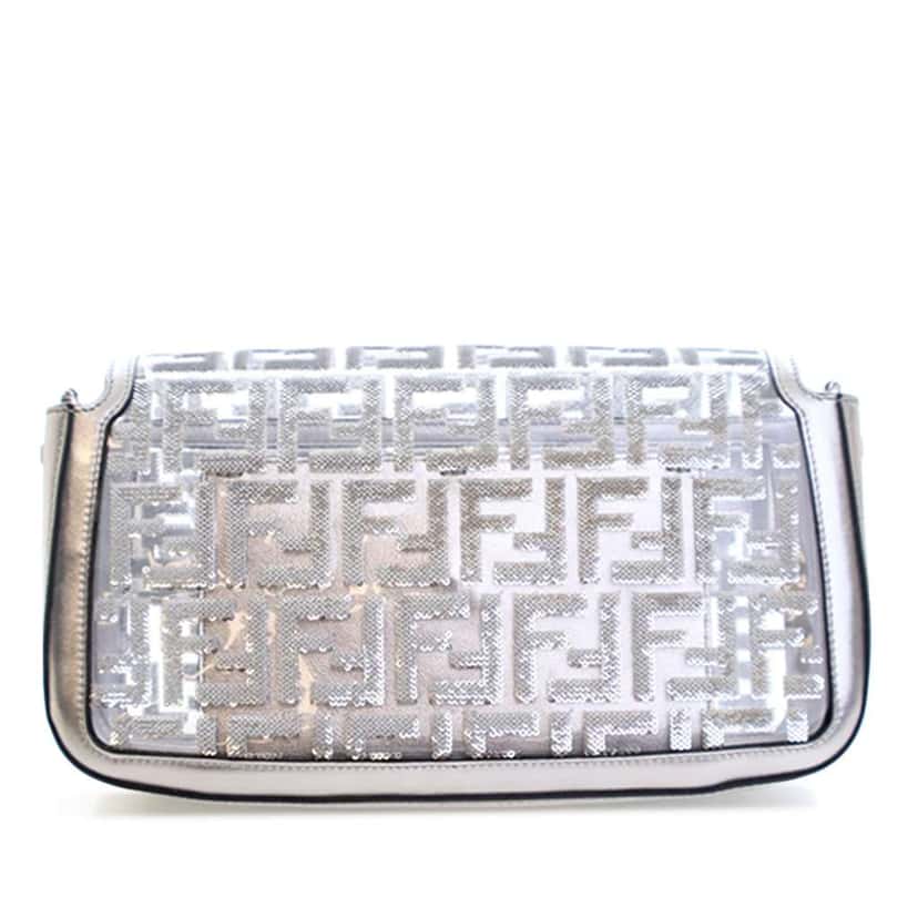 Fendi Nicki Minaj Medium Sequined PVC FF 1974 Baguette Satchel Silver Good condition - Model View