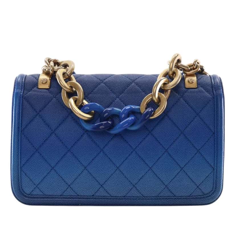 Chanel Small Quilted Caviar Sunset On The Sea Flap Blue Leather Good condition - Model View