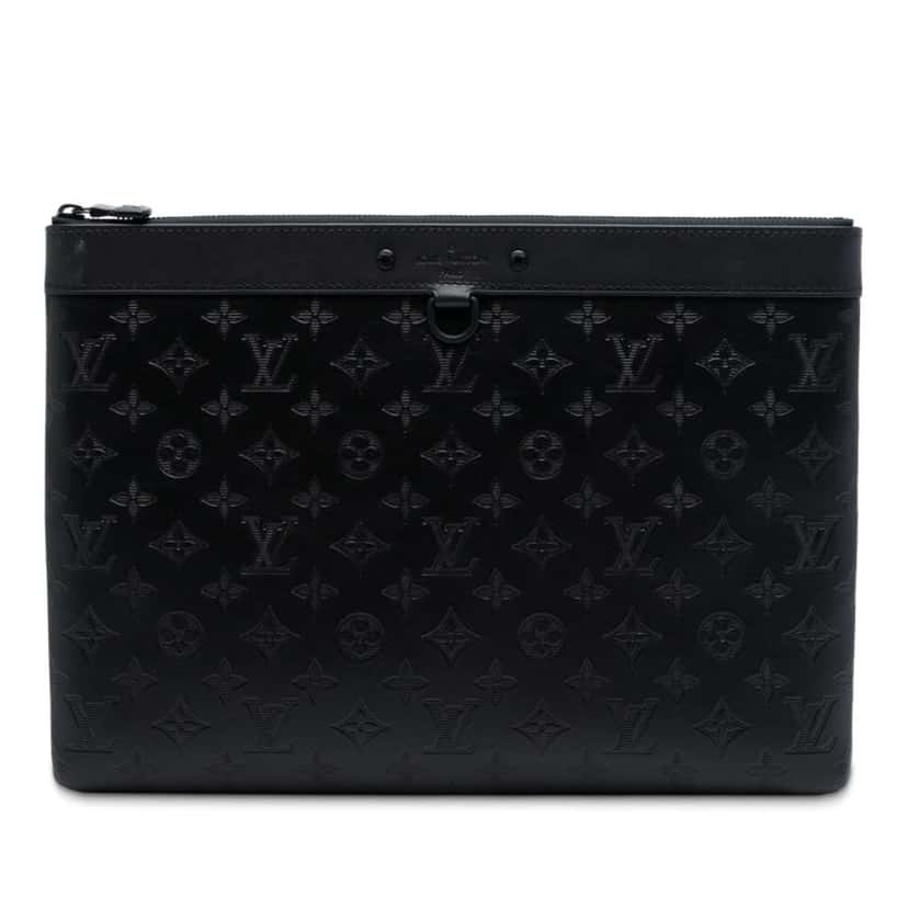Louis Vuitton Monogram Shadow Discovery Pochette Black Leather Good condition - Front View