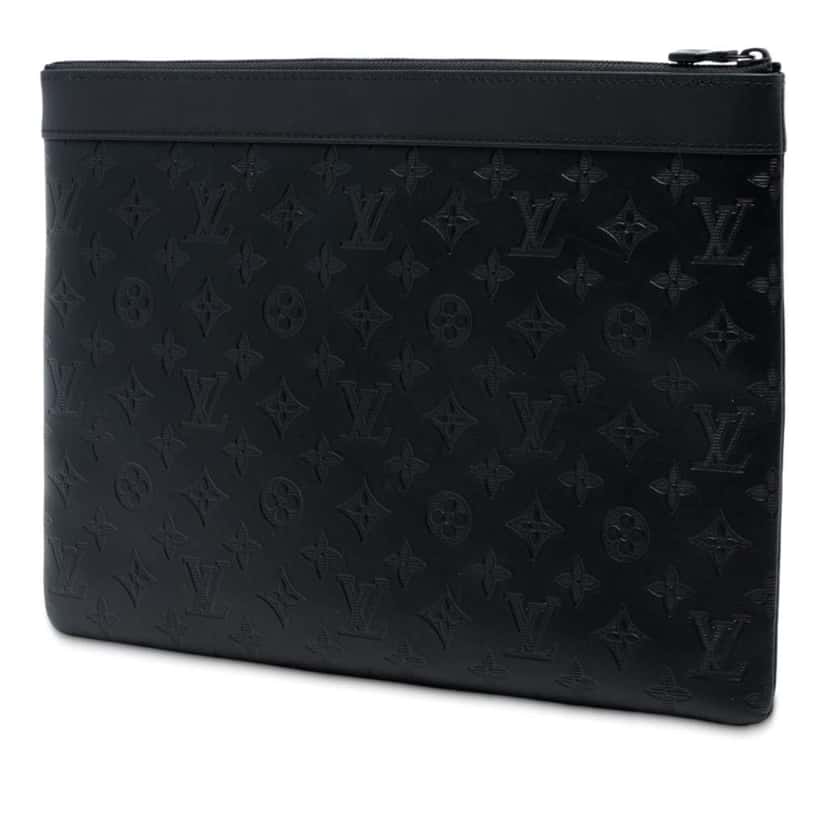 Louis Vuitton Monogram Shadow Discovery Pochette Black Leather Good condition - Back View