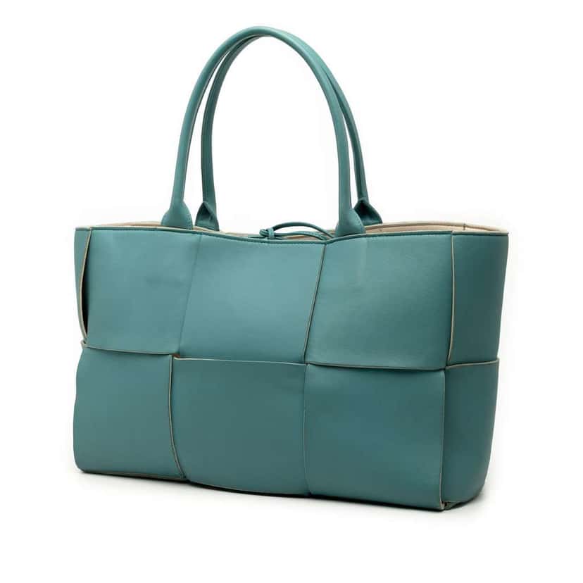Bottega Veneta Medium Nappa Maxi Intrecciato Arco Tote Blue Leather Very good condition - Back View