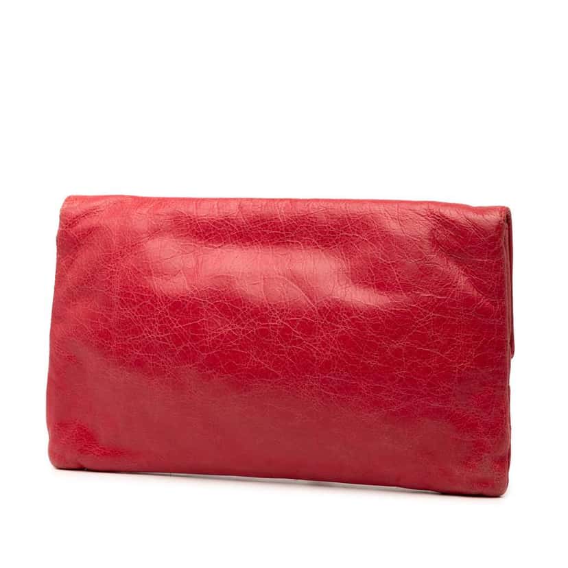 Balenciaga Lambskin Motocross Giant 12 Envelope Clutch Red Leather Good condition - Back View