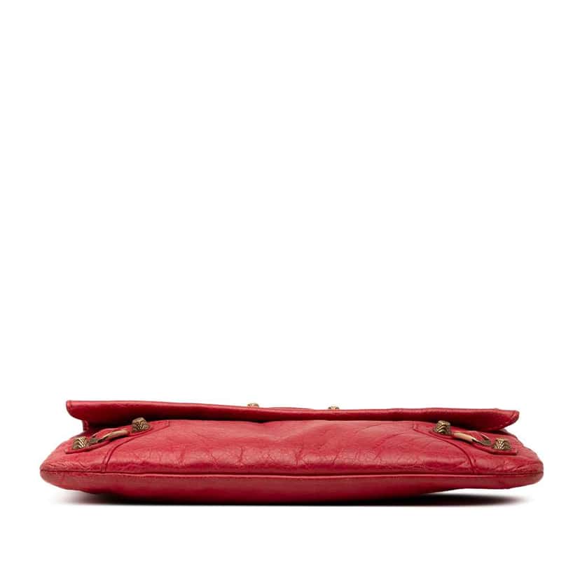 Balenciaga Lambskin Motocross Giant 12 Envelope Clutch Red Leather Good condition - Inside View