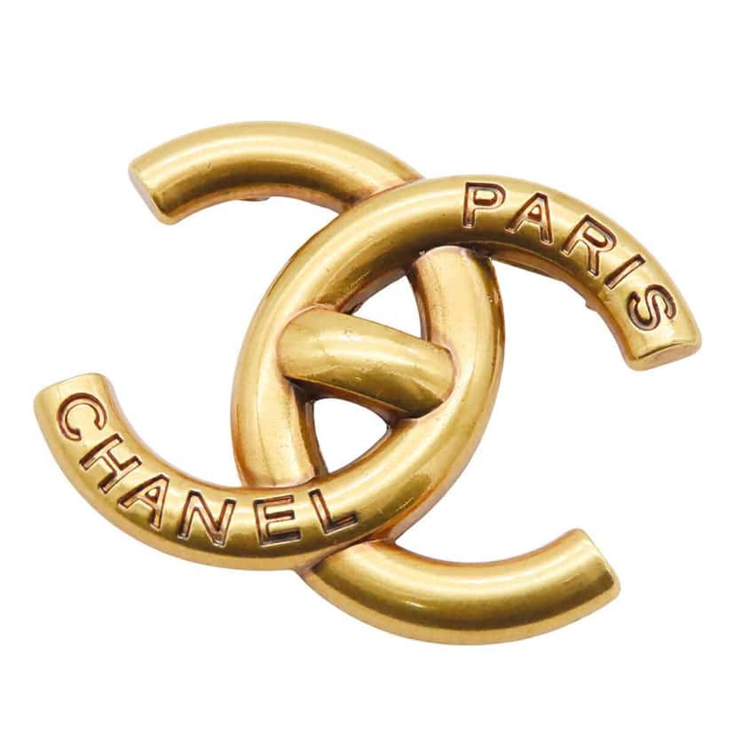 Chanel Gold Plated CC Brooch Gold Metal Good condition - Front View