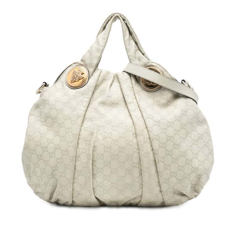Gucci Large Guccissima Hysteria Satchel White Leather Good condition - Front View