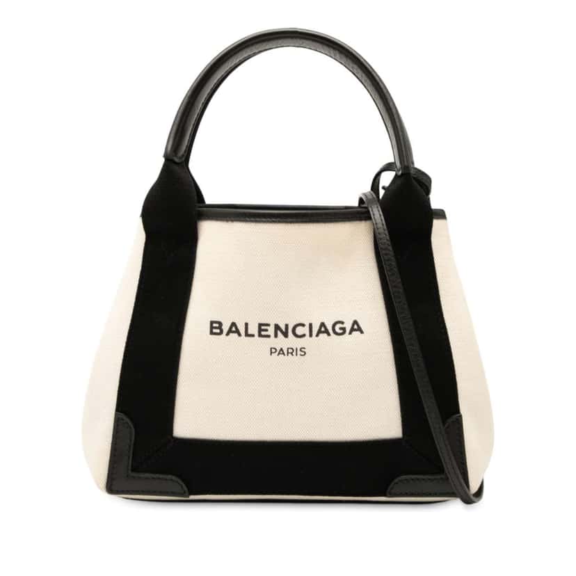 Balenciaga Canvas Navy Cabas XS White Canvas Good condition - Front View
