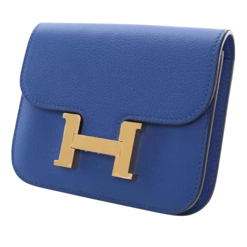 Hermès Evercolor Constance Slim Wallet Blue Leather Good condition - Inside View