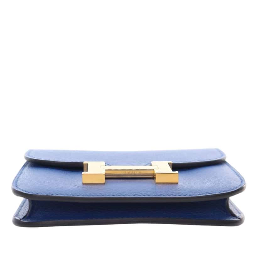 Hermès Evercolor Constance Slim Wallet Blue Leather Good condition - Box View